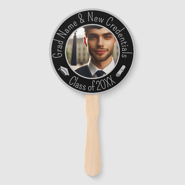 Éventail Bac de diplôme, Tassel, Diplôme Silver Photo Noir (Devant)