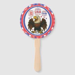 Éventail Bald Eagle avec Fireworks - USA 250 ans 1776-2026