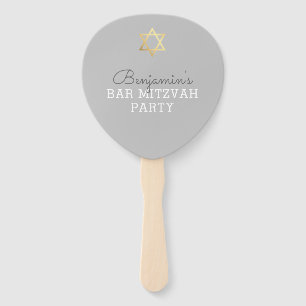 Éventail BAR MITZVAH INVITATION FAN or moderne étoile gris