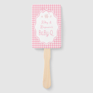Éventail Barbecue BBQ Baby-Q Baby Shower rose à carreaux