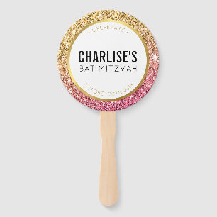 Éventail BAT MITZVAH FAN selfie glitzy or rose parties scin