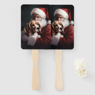 Éventail Beagle avec le Père Noël Festif Noël