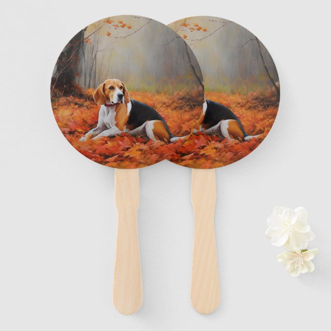 Éventail Beagle en automne Leaves automne Inspire (Devant et derrière)
