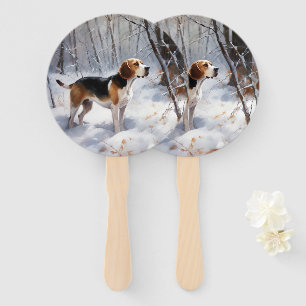 Éventail Beagle Noël sous la neige