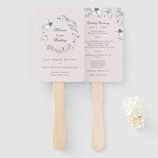 Éventail Beau Blush Floral Sketched Wedding Programme