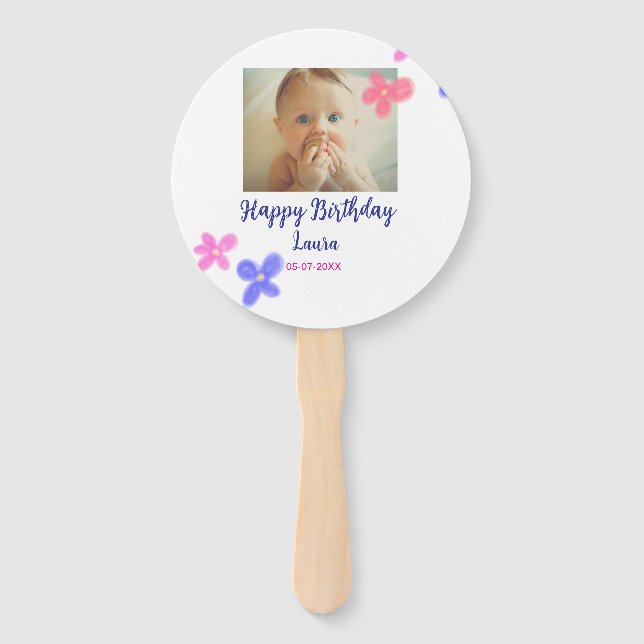 Éventail Bébé enfants 1er anniversaire ajouter le nom date  (Devant)