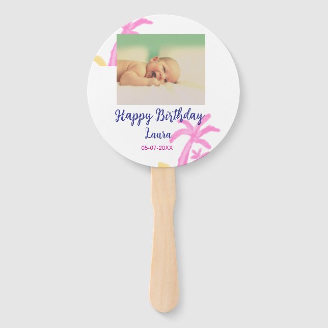 Éventail Bébé enfants 1er anniversaire ajouter le nom date  (Devant)