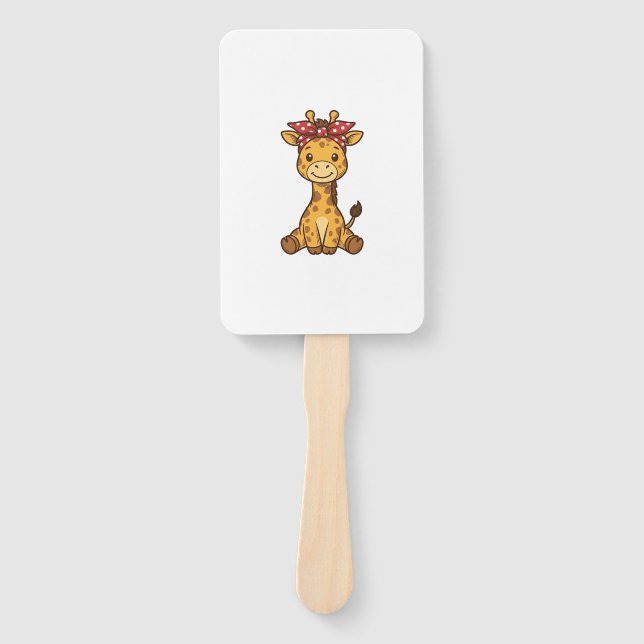 Éventail Bébé girafe mignon avec noeud papillon design vect (Devant)