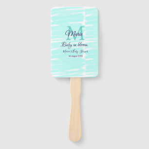 Éventail Bébé vert pastel en fleurs monogramme baby shower 