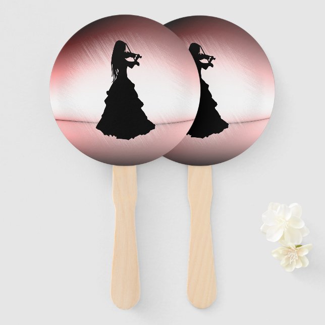 Éventail Belle Gitane Joue du Violon (Devant et derrière)