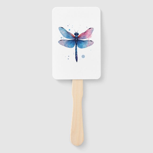 Éventail Belle Nature Motif Graphique Coloré Libellule (Devant)