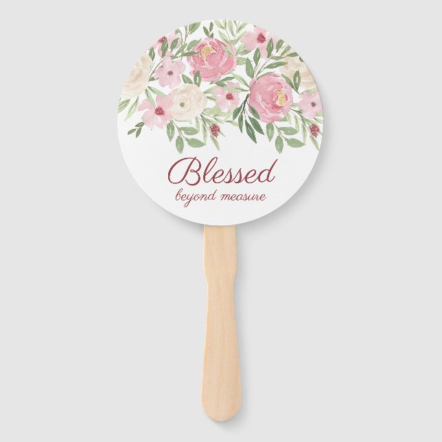 Éventail Bénie au-delà de toute mesure Fleurs roses  (Devant)