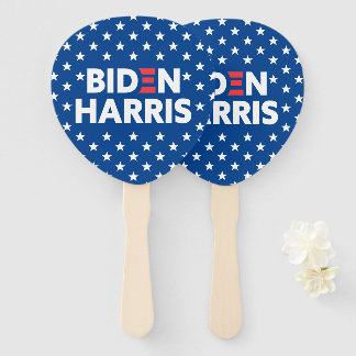 Éventail Biden / Harris White Stars Motif Blue
