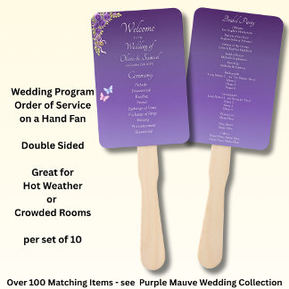 Éventail Bienvenue à la cérémonie de mariage, Fleurs Mauve