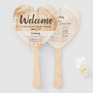 Éventail Bienvenue Rustic Wood Wedding Party and Program