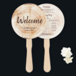 Éventail Bienvenue Wood Grain Rustic Wedding Programme<br><div class="desc">Bienvenue à vos invités dans le style de votre mariage rustique avec notre programme de mariage rustique Welcome Wood Grain. Ces adorables fans de mariage offrent non seulement une brise cool, mais servent aussi de programme pratique pour tenir vos invités informés sur la cérémonie et les détails de la fête...</div>