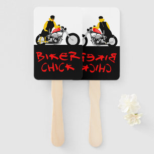 Éventail BIKER CHICK assise sur sa moto