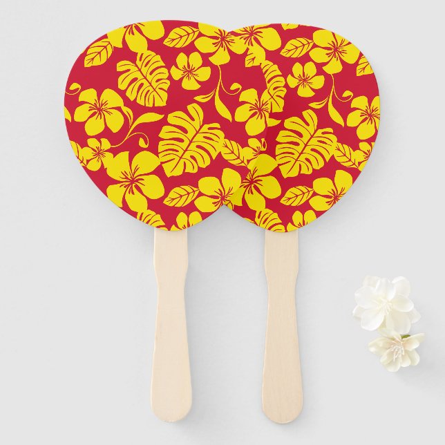 ÉVENTAIL BIKINI ROSE (ROUGE/OR) (Devant et derrière)