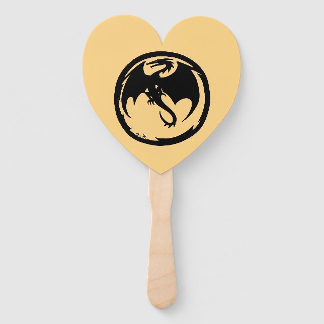 Éventail Black Dragon gold heart hand fans (Devant)