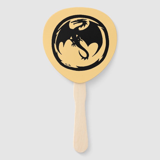 Éventail Black Dragon gold paddle hand fans (Devant)