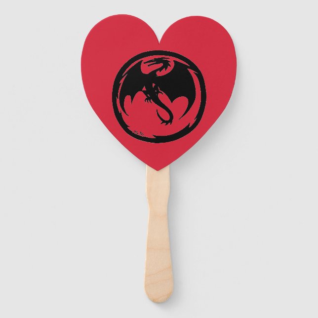Éventail Black Dragon red heart hand fans (Devant)