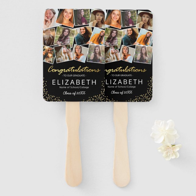 Éventail Black Gold 2025 Graduation Photo (Devant et derrière)