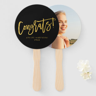 Éventail Black Gold Modern Chic Congrats Graduate Photo