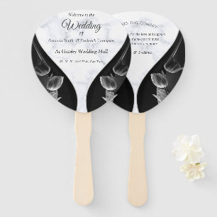Éventail Blanc moderne - Marbre Noir Fans Abstraits main
