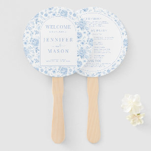 Éventail Blue Chinoiserie Porcelain Floral Wedding Programm