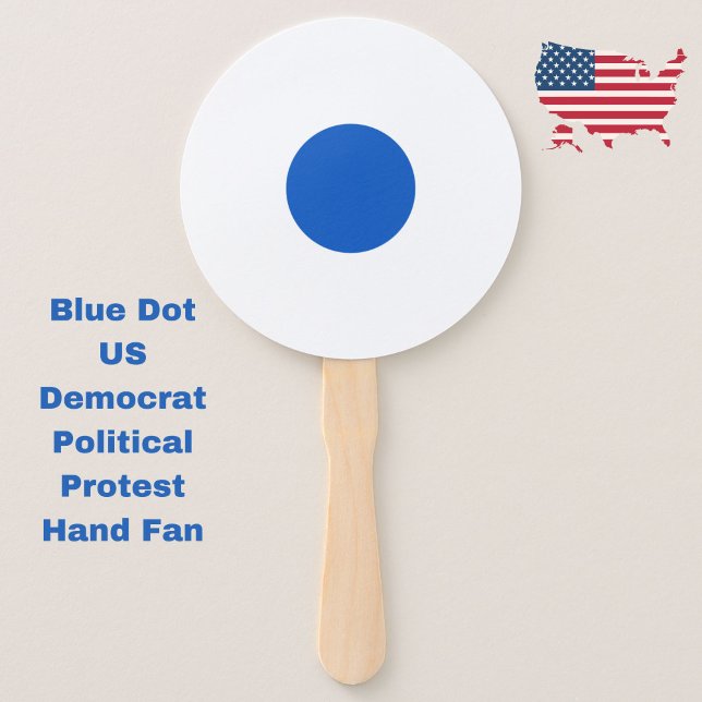 Éventail Blue Dot Le Démocrate Américain soutient la protes (Resist with these Blue Dot US Democrat political protest hand fans.)