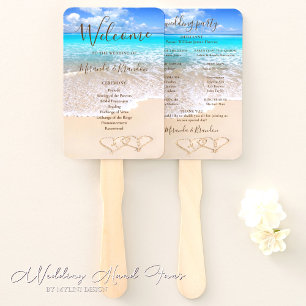 Éventail Blue Ocean Waves Tropical Beach Wedding Program
