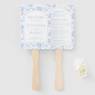 Éventail Blue Porcelain Chinoiserie Programme de mariage