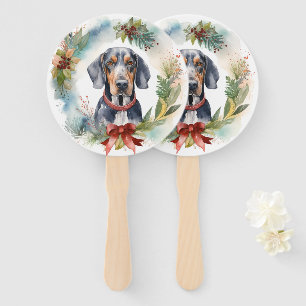 Éventail Bluetick Coonhound Christmas Wreath Festive Pup