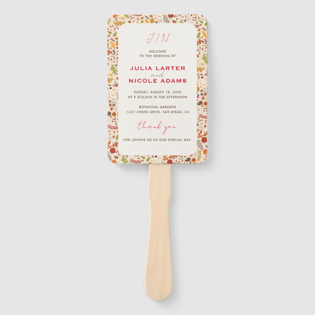 Éventail Bohème séché Rustique Floral Automne Falls Mariage (Devant)