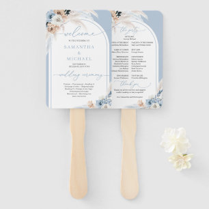 Éventail Boho aquarelle bleu et rouille arc tropical fleuri