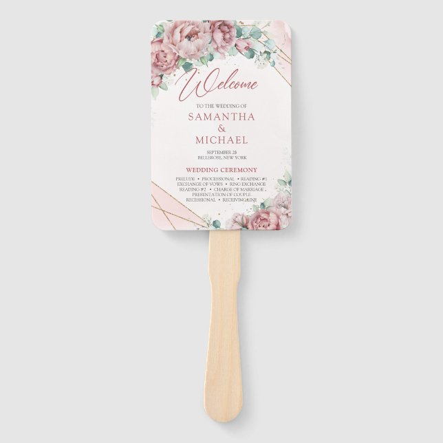 Éventail Boho flush eucalyptus or cadre main (Devant)