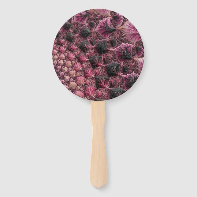 Éventail Boho Funky Eclectique Rose Noir Abstrait Fractal (Devant)