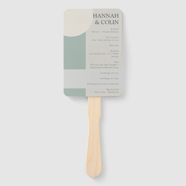 Éventail Boho moderne géométrique Abstrait gris vert Taupe  (Devant)