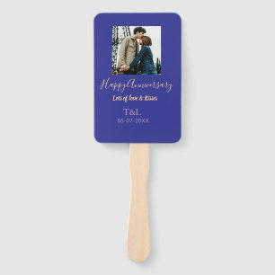 Éventail Boho moderne heureux anniversaire ajouter nom bleu