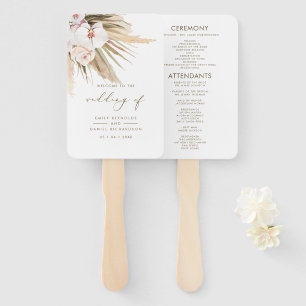 Éventail Boho Pampas Grass & Calligraphy Wedding Programme