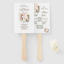 Boho Soft Coloured Rose Wedding Programme Fans