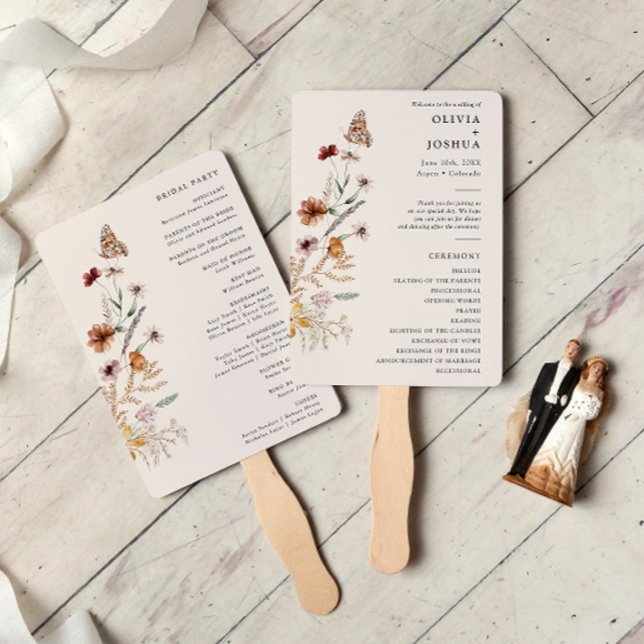 Éventail Boho Wedding Program (Boho Wedding Program Hand Fan
)