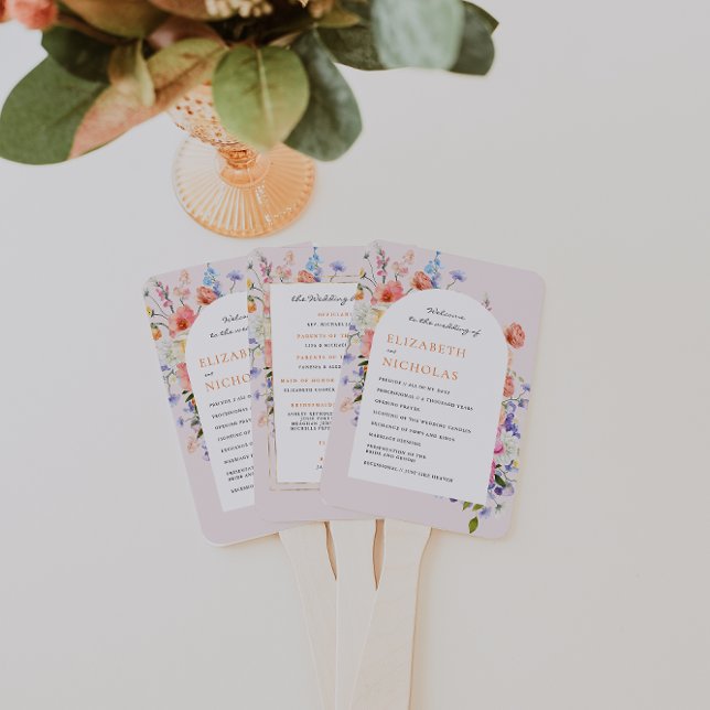 Éventail Boho Wildflower |  Programme de mariage floral (Créateur téléchargé)