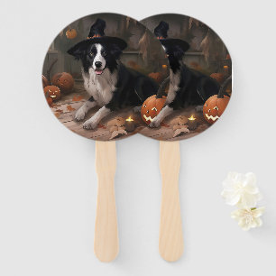 Éventail Border Collie Citrouilles Halloween Épouvantable
