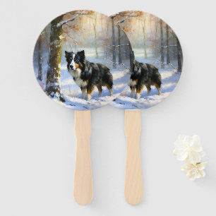 Éventail Bordure Collie Laisser neiger Noël