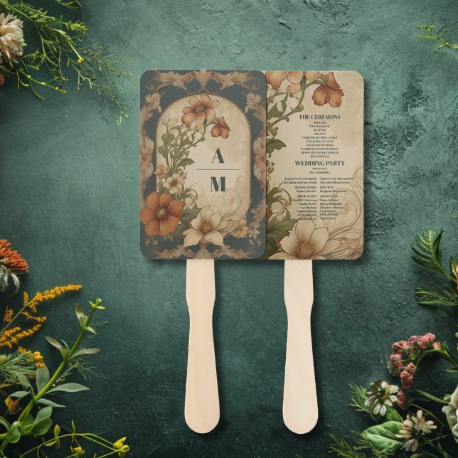 Éventail Bougainvilliers vintages Mariage Art nouveau (Créateur téléchargé)