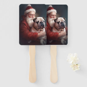 Éventail Bouledogue avec le Père Noël Festif de Noël