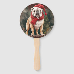 Éventail Bouledogue dans la neige de Noël