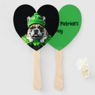 Éventail Bouledogue français Saint-Patrick Chance de trèfle