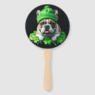 Éventail Bouledogue français Saint-Patrick Day Trèfle Chanc